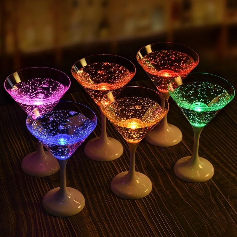 Colorful LED Plastic Cups Novelty Liquid induction Cocktail Wine Drinking Glasses