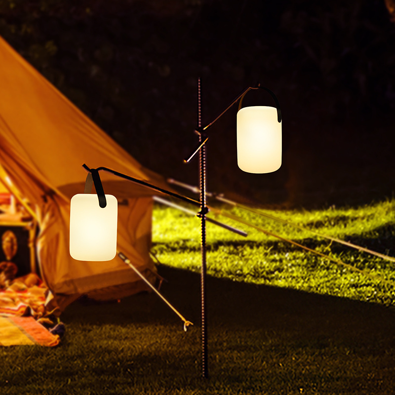 Nordic Cylinder Lantern Table Lamps Indoor Outdoor Waterproof PE Portable Rechargeable Cordless RGB LED Table Lamp With Handle