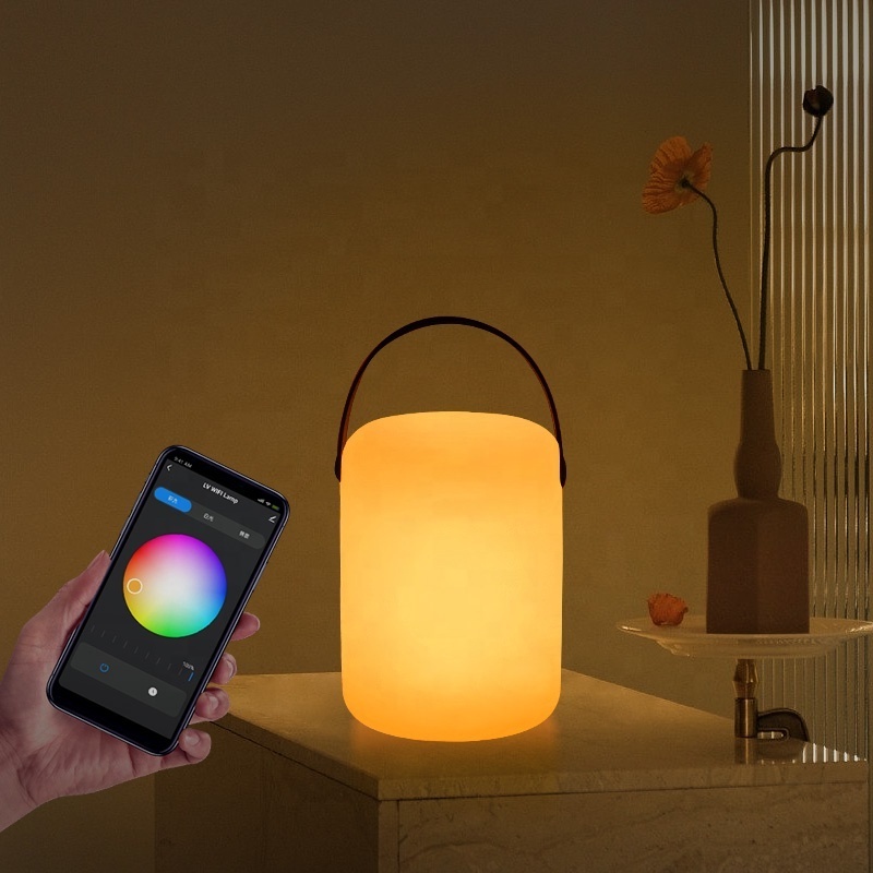 Bluetooth WIFI Tuya APP Voice Control Ambient RGB LED Light Bedroom Living Room Outdoor Hanging Smart Table Lamps and Lanterns