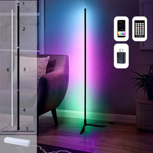 Custom Modern Simple RGB LED Corner Floor Lamp Colorful Atmosphere Lights Indoor Home Bar Game Room Standing Lamp