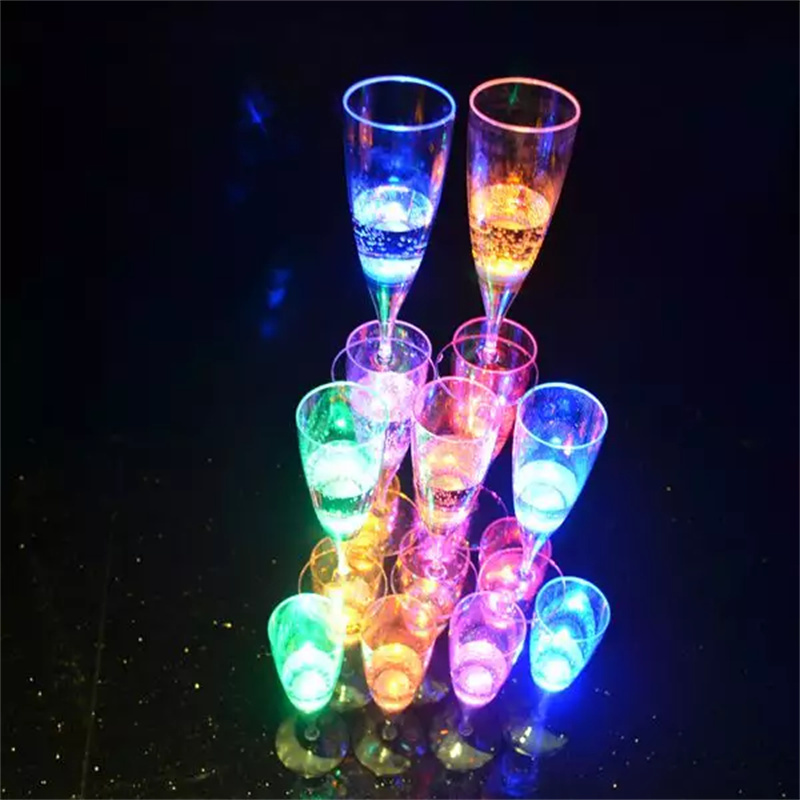 Bar Party Luminous Cup Custom Printed Logo Drinkware Water Liquid Activated Flashing Light Up LED Wine Glasses Champagne Flutes