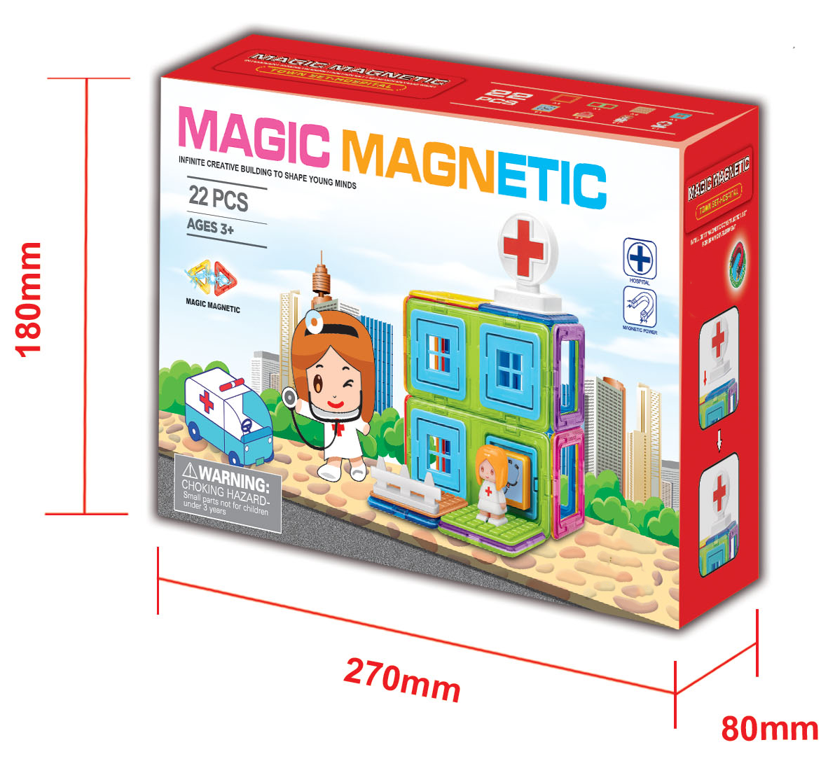 NEW 3D Magnetic Tiles  Building Blocks Hospital set bank toy Magnetic Sheet Montessori education Toy PASS CE for kids