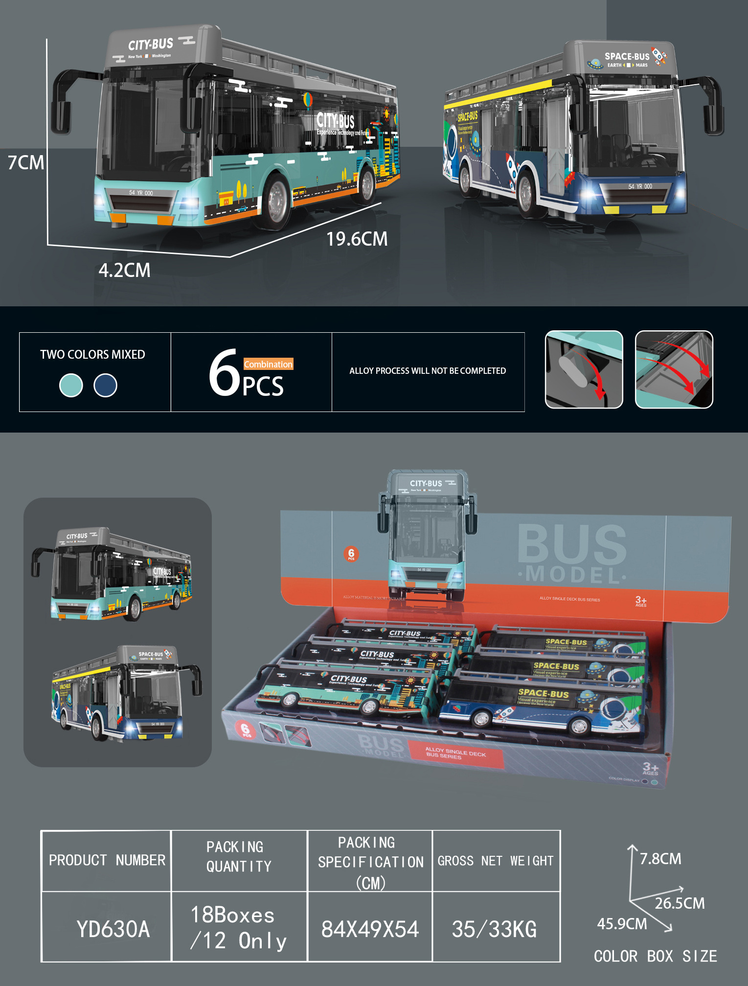 NEW Alloy cast city bus with lights and music logo customization OEM ODM Diecast Model Car Gift Toys Boy's toy vehicle Juguetes