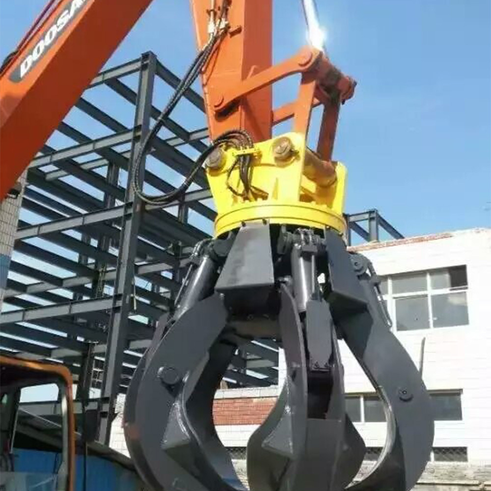 Steel Scrap Handling Excavator Hydraulic Orange Peel Grab Bucket