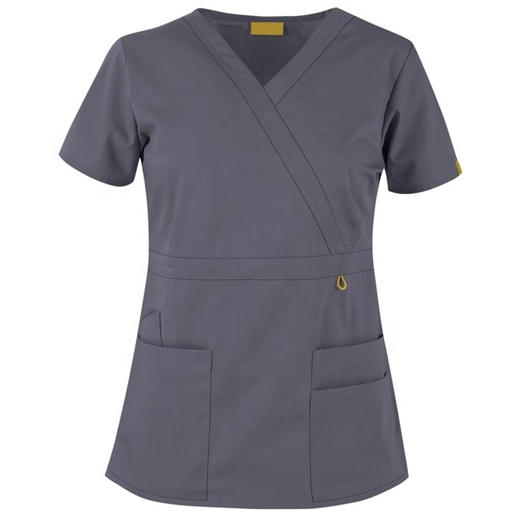 LIGO 2022 New Style Customized V Neck Women Medical Nursing Hospital Uniforms Scrubs Top