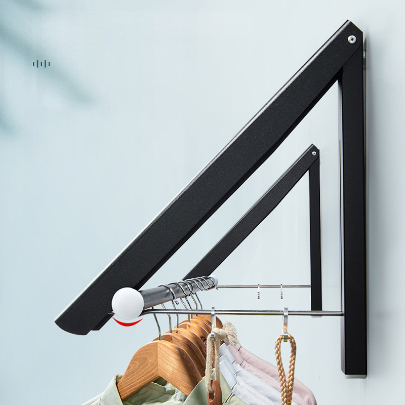 Multi-function Luxury Aluminum Extended Laundry Retractable Drying Hanger 3 Folding Balcony Wall Mounted Clothes Drying Rack