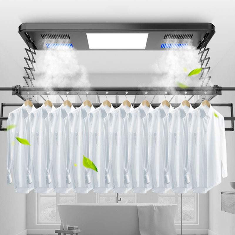 smart home appliance balcony ceiling wall mounted electric  automatic metal clothes drying rack hanger dryer with sterilize