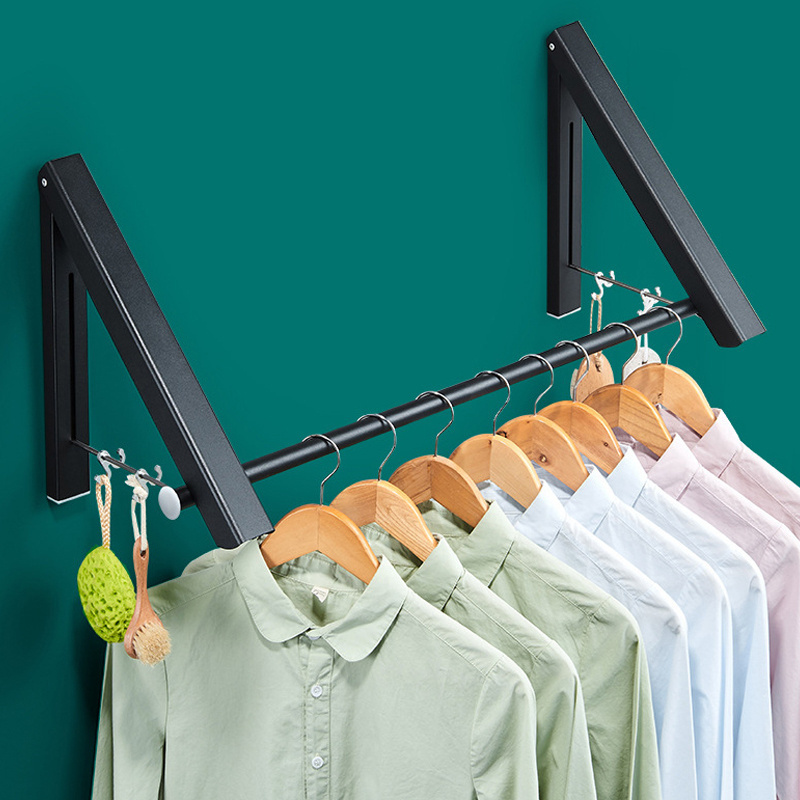 Multi-function Luxury Aluminum Extended Laundry Retractable Drying Hanger 3 Folding Balcony Wall Mounted Clothes Drying Rack