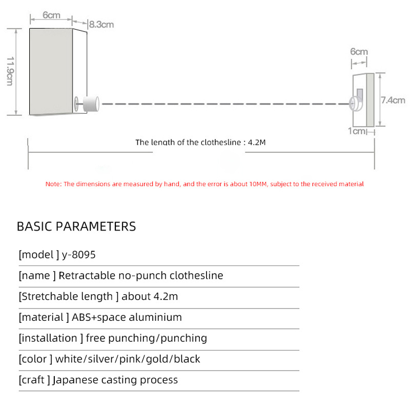 Indoor Wall-mounted Punch-free Clothes Drying Rack Balcony Clothes Line Hotel Portable Retractable Clotheslines Hanging Rope