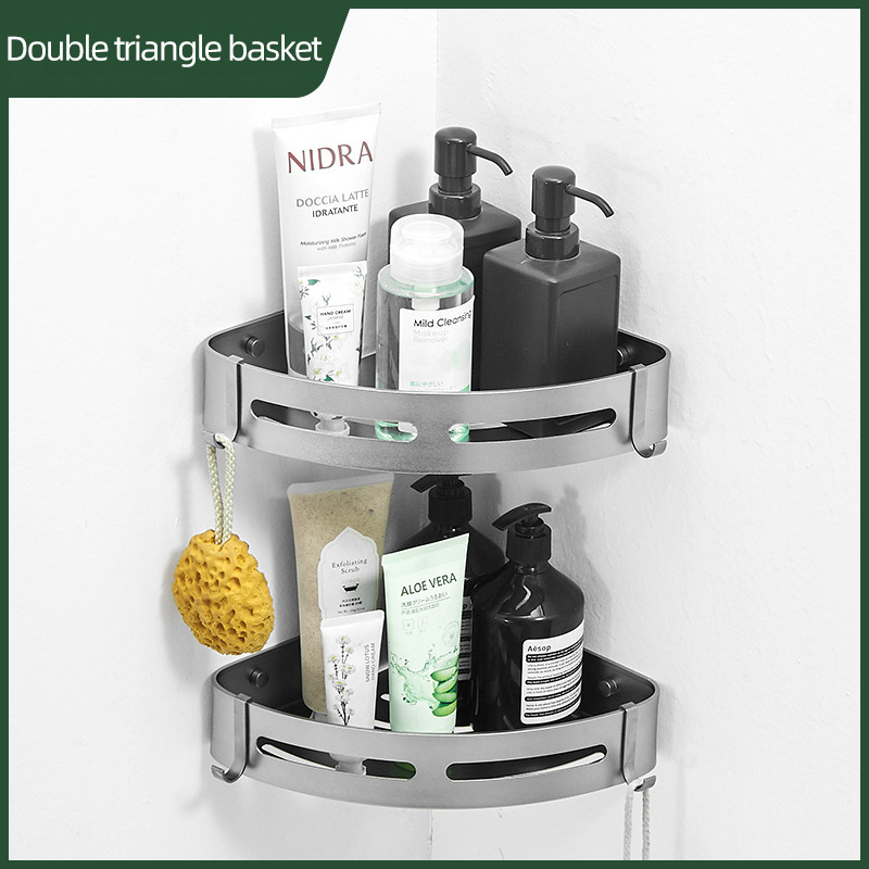 Wall Mounted Bathroom Accessories Towel Rack Shelf Aluminum No Drilling Towel Holder Bars with Hooks