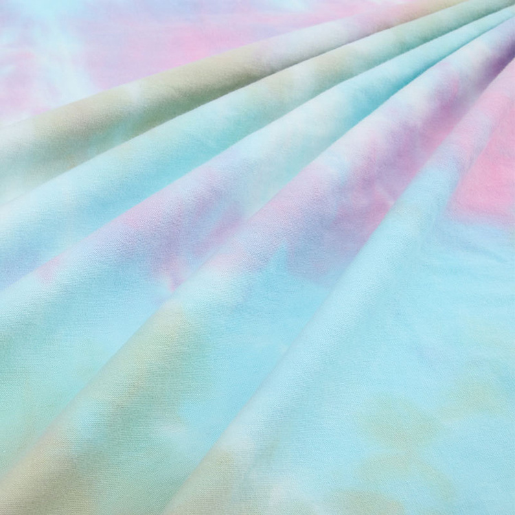 Customized Hign Quality Fashion Popular Tie Dye 95%Cotton 5% Spandex Jersey Colors Tie Dye Fabric For T Shirt