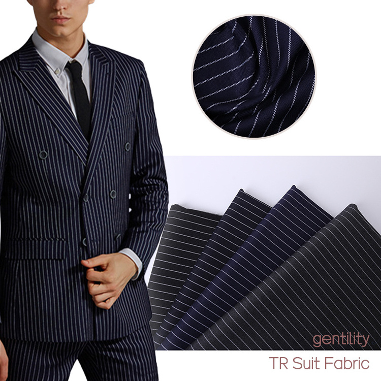 Stocklot Soft Jacquard Tr Suiting Fabric High Quality Luxurious Elegant for Business Mens Garments Woven Rolls YARN DYED 320gsm