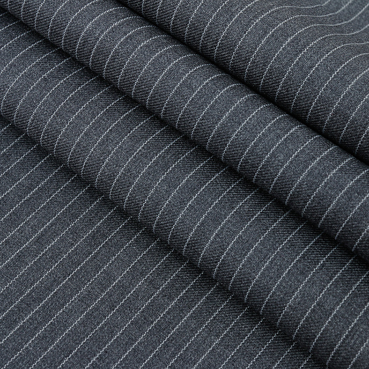 popular polyester rayon woven yarn dyed 350gsm  Pinstripe striped suiting fabric for blazer trousers