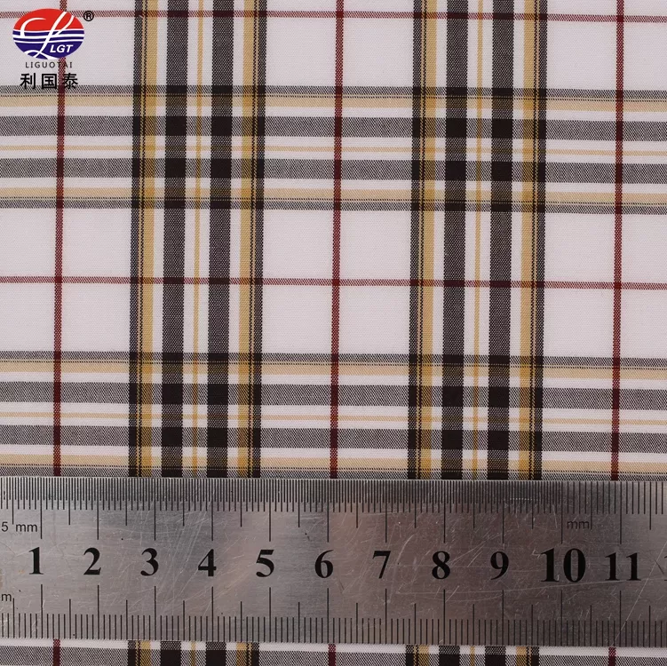 Dyed Plaid Shirt Fabric for Garment Quality Check Dobby Pattern Organic Bamboo Fiber Blends Fabric Woven Yarn Microfiber 50*50