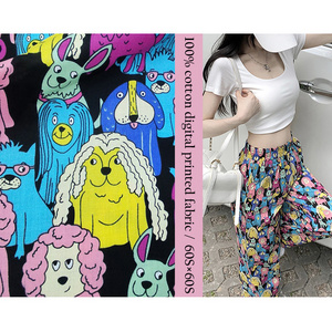 high quality bright color cartoon print pattern 100 cotton digital printed dress fabric for baby  clothing houseware