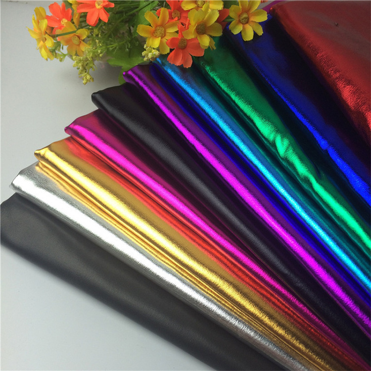 LIGUOTAI new trends 170gsm 4 way stretch foil knitted glitter laser holographic metallic fabric