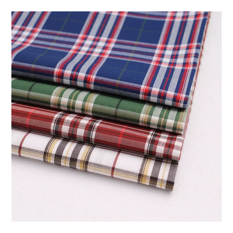 Dyed Plaid Shirt Fabric for Garment Quality Check Dobby Pattern Organic Bamboo Fiber Blends Fabric Woven Yarn Microfiber 50*50