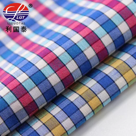 Dyed Plaid Shirt Fabric for Garment Quality Check Dobby Pattern Organic Bamboo Fiber Blends Fabric Woven Yarn Microfiber 50*50