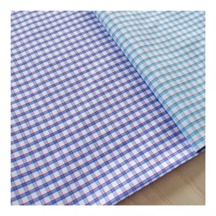 Dyed Plaid Shirt Fabric for Garment Quality Check Dobby Pattern Organic Bamboo Fiber Blends Fabric Woven Yarn Microfiber 50*50