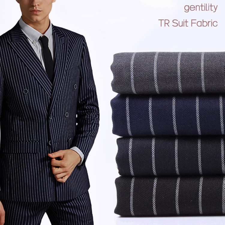 Stocklot Soft Jacquard Tr Suiting Fabric High Quality Luxurious Elegant for Business Mens Garments Woven Rolls YARN DYED 320gsm