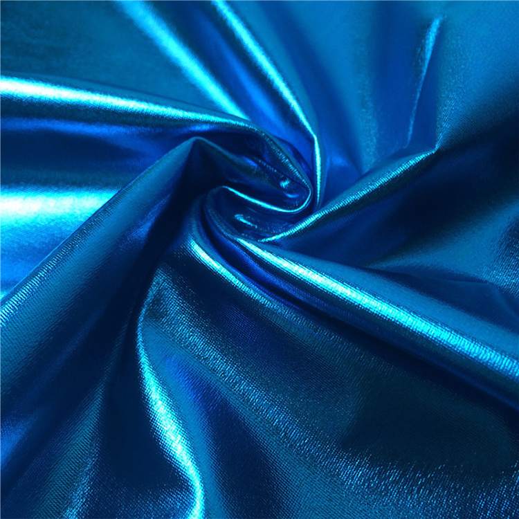 LIGUOTAI new trends 170gsm 4 way stretch foil knitted glitter laser holographic metallic fabric