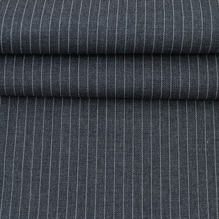 popular polyester rayon woven yarn dyed 350gsm  Pinstripe striped suiting fabric for blazer trousers