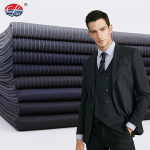 popular polyester rayon woven yarn dyed 350gsm  Pinstripe striped suiting fabric for blazer trousers