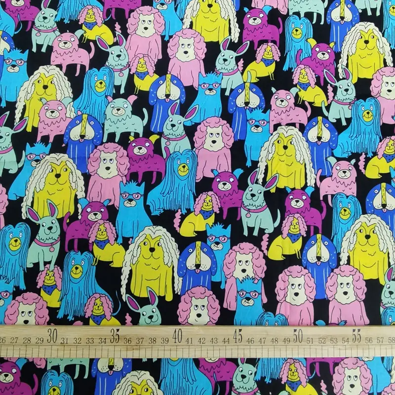 high quality bright color cartoon print pattern 100 cotton digital printed dress fabric for baby  clothing houseware