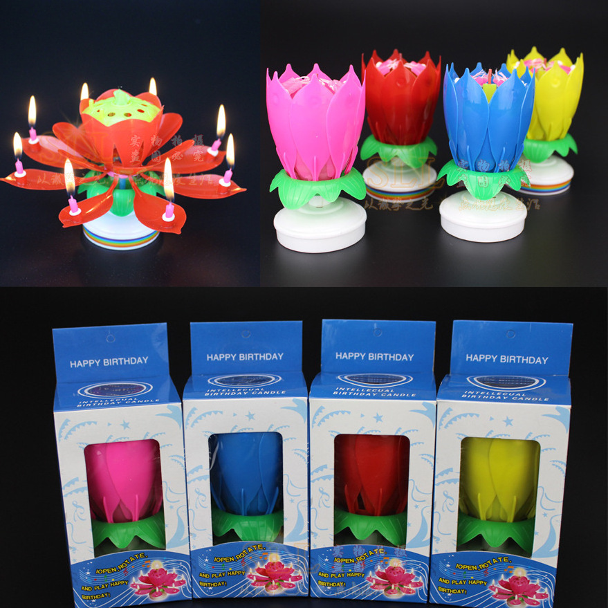 Hot sales Flower Lotus Music Birthday Candle