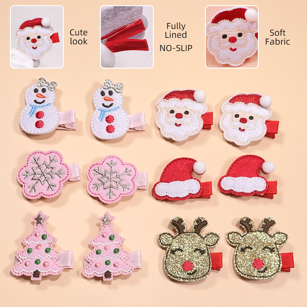 Girls Hair Accessories Cute Santa Claus Hairpin Christmas Tree Hair Bows Hair Clips For Kids Baby