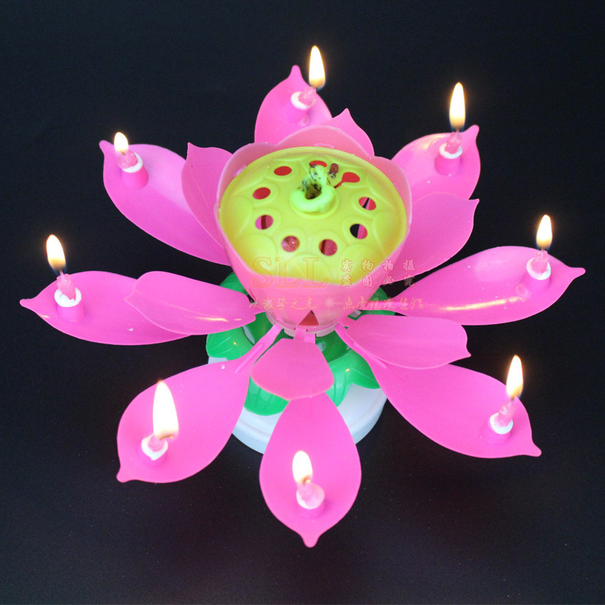 Hot sales Flower Lotus Music Birthday Candle