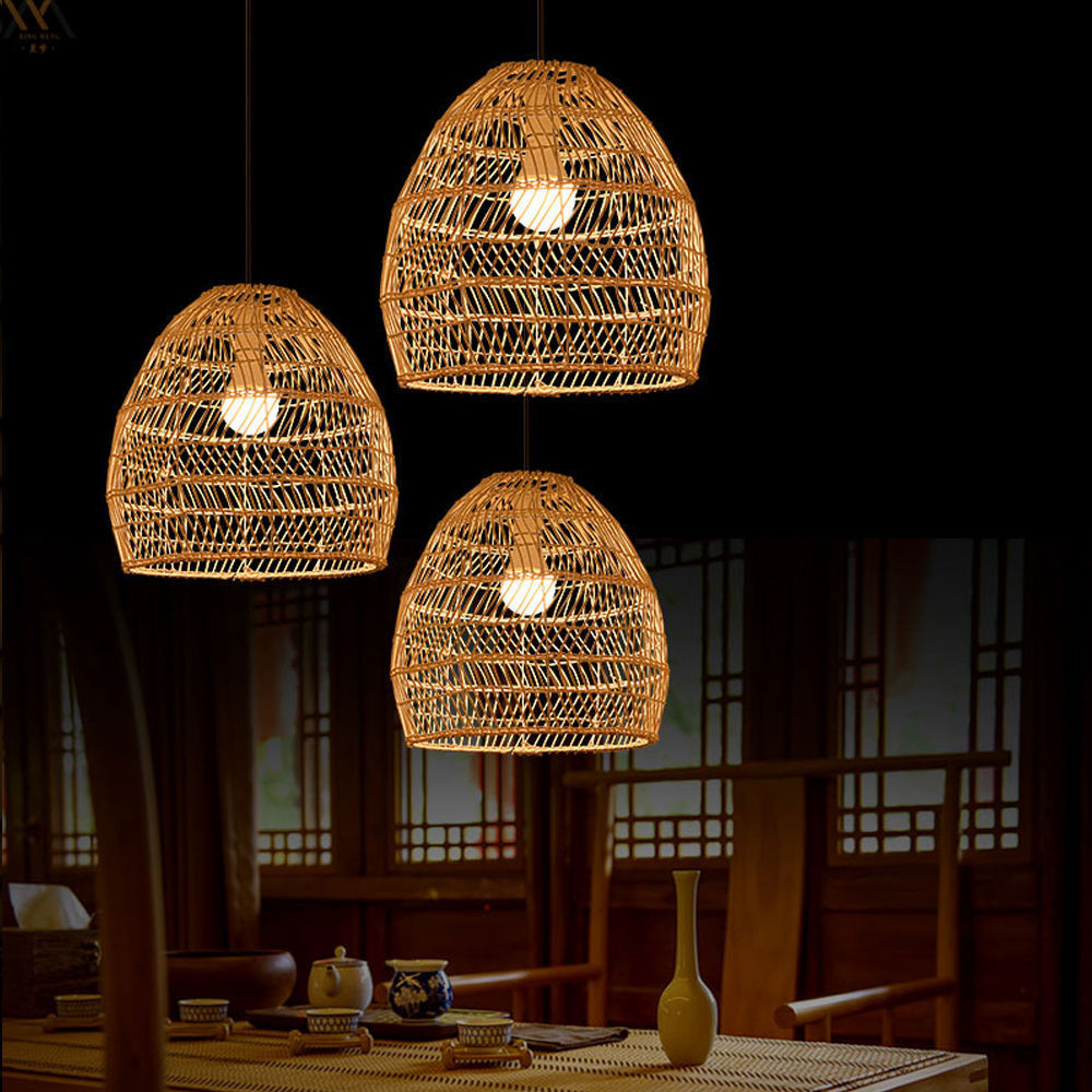 rattan handmade light lighting fixtures modern pendant hot selling Boho China reflector  Pendant Lights Modern Crafts Lampshade