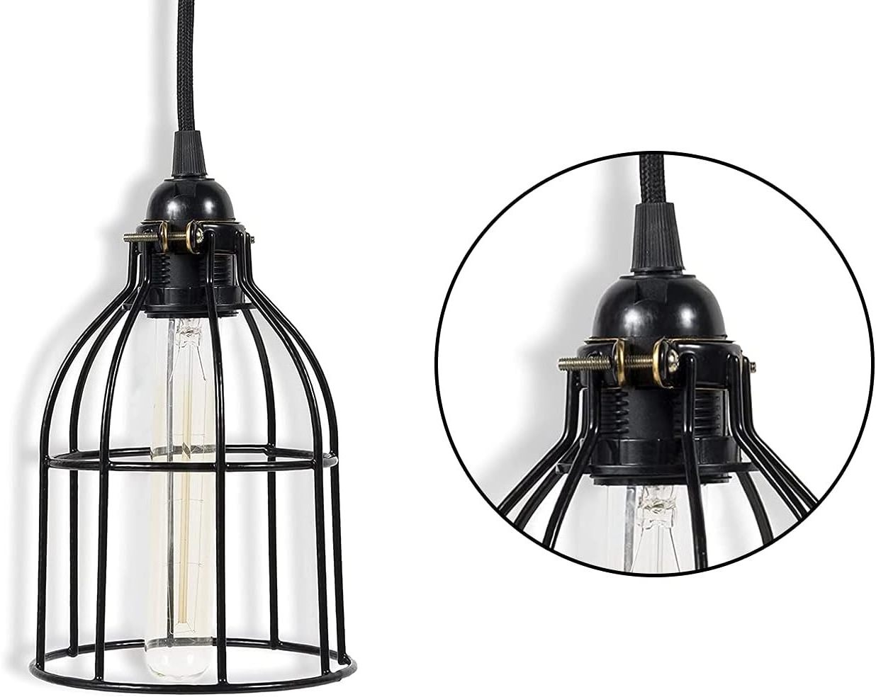 Modern Chandelier pendant light Rustic State Cylinder Metal Wire Hanging Pendant Light Cage Lamp Shade