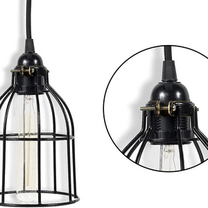 Modern Chandelier pendant light Rustic State Cylinder Metal Wire Hanging Pendant Light Cage Lamp Shade