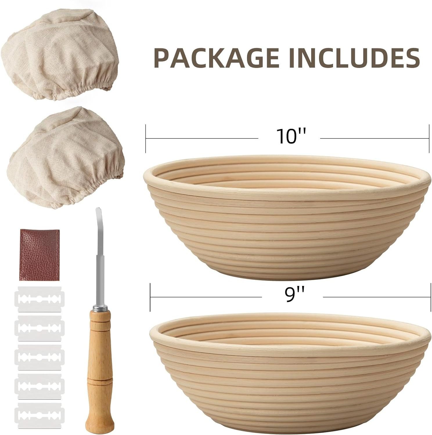 2 pack Bread Proofing Baskets 9 inch Oval Shaped Dough Proofing Bowls w/Liners  Sourdough Proofing Basket with Linen Liner blame