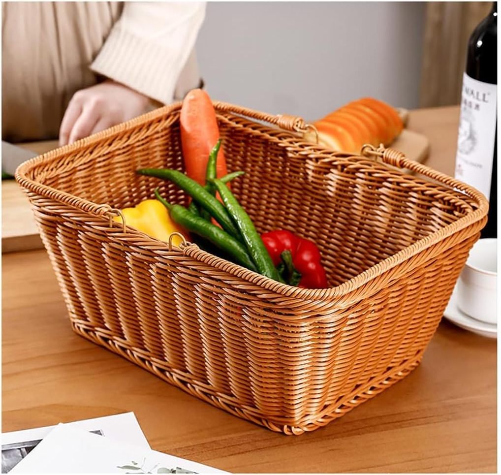 Picnic activity home decor mobile phones water bottle makeup dress women's shoes brown storage basket Handmade fruits basket