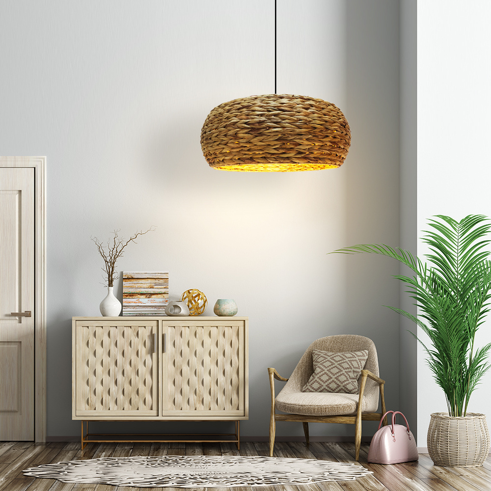 Sale ! Sale ! Japanese Styles Living Room Hanging Lampshade Rattan water hyacinth Pendant Light  Handwoven Rattan Lamps Shade