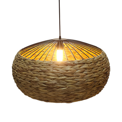 Sale ! Sale ! Japanese Styles Living Room Hanging Lampshade Rattan water hyacinth Pendant Light  Handwoven Rattan Lamps Shade