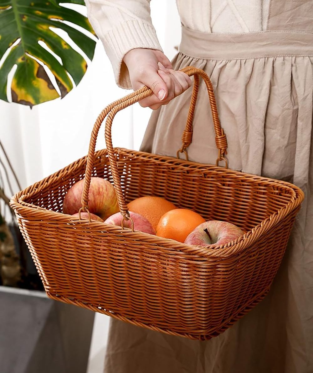 Picnic activity home decor mobile phones water bottle makeup dress women's shoes brown storage basket Handmade fruits basket