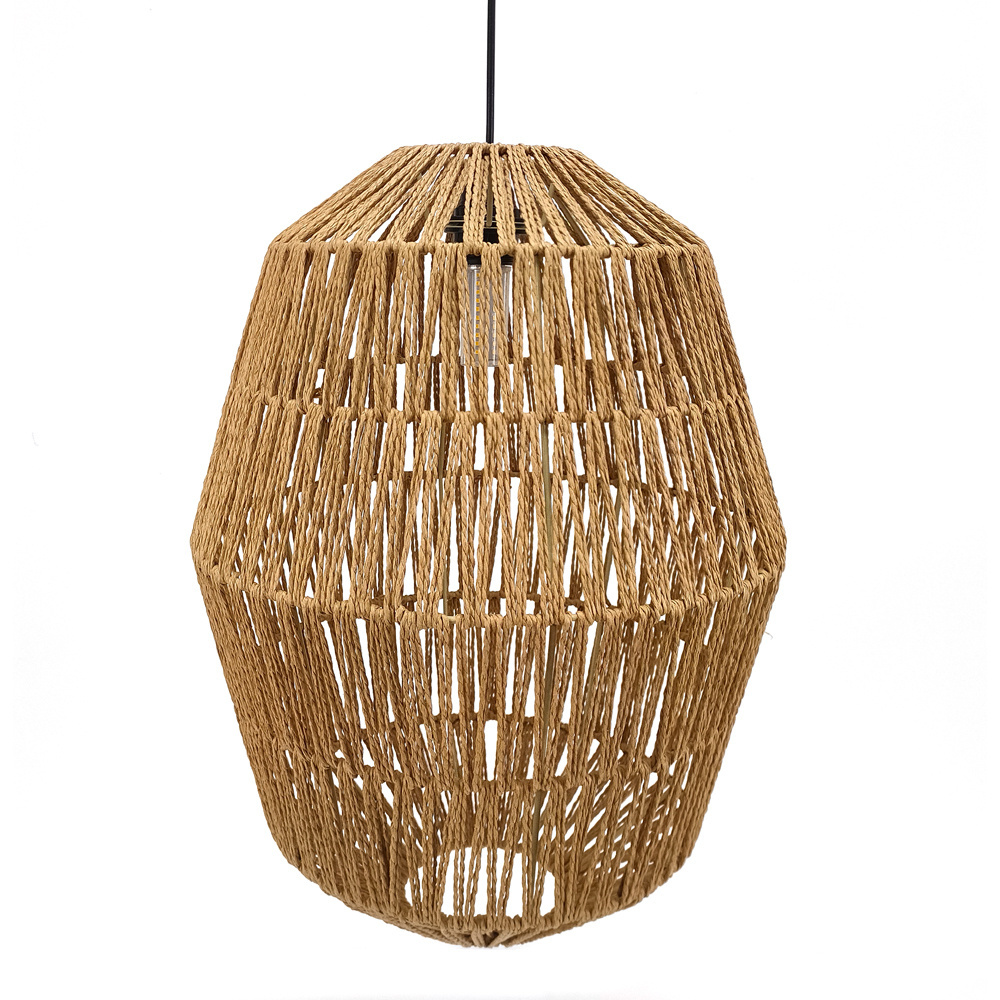 e27 holder cube acrylic led lamp shade frame dining lights modern pendant paper rope lamps lampshade frame from China