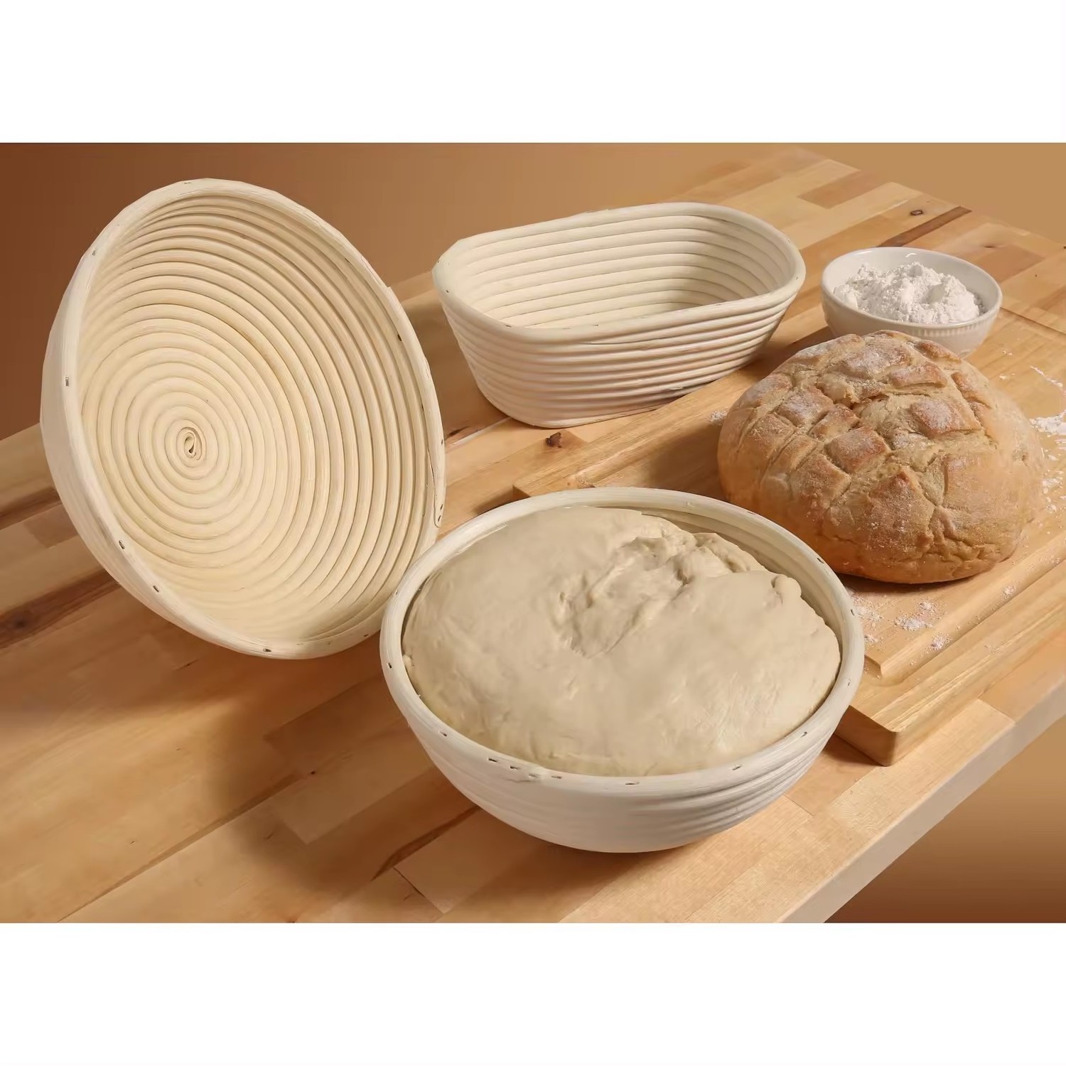 2 pack Bread Proofing Baskets 9 inch Oval Shaped Dough Proofing Bowls w/Liners  Sourdough Proofing Basket with Linen Liner blame