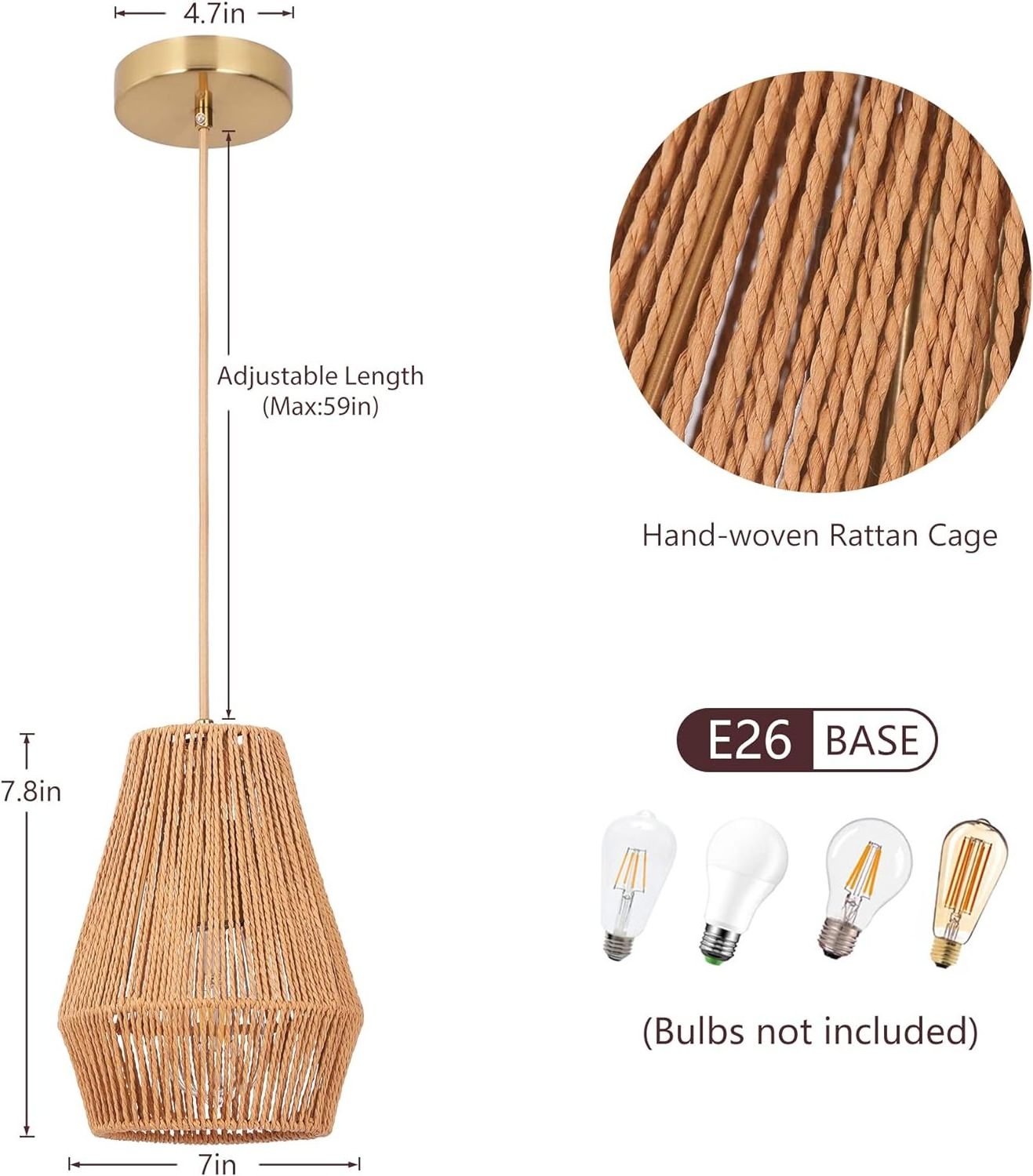 lights for home modern Modern  Living Room rattan pendant lamp woven Hanging Ceiling Bamboo Rattan Pendant light