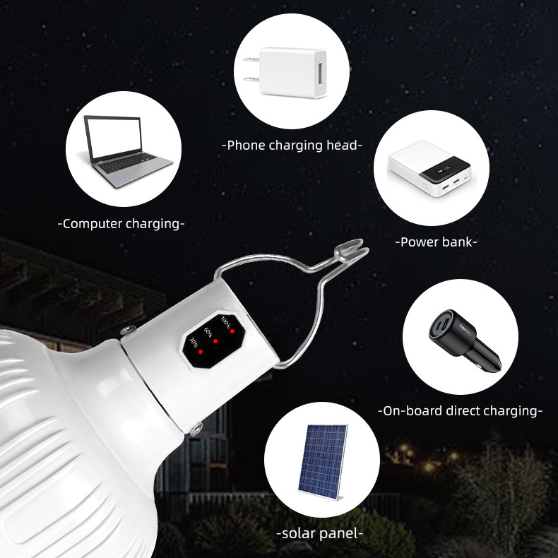 Led Rechargeable Solar Lights Usb Charging Solar Emergency Bulb Solar Panels Camping Lamp portable Charging Solar Bulb