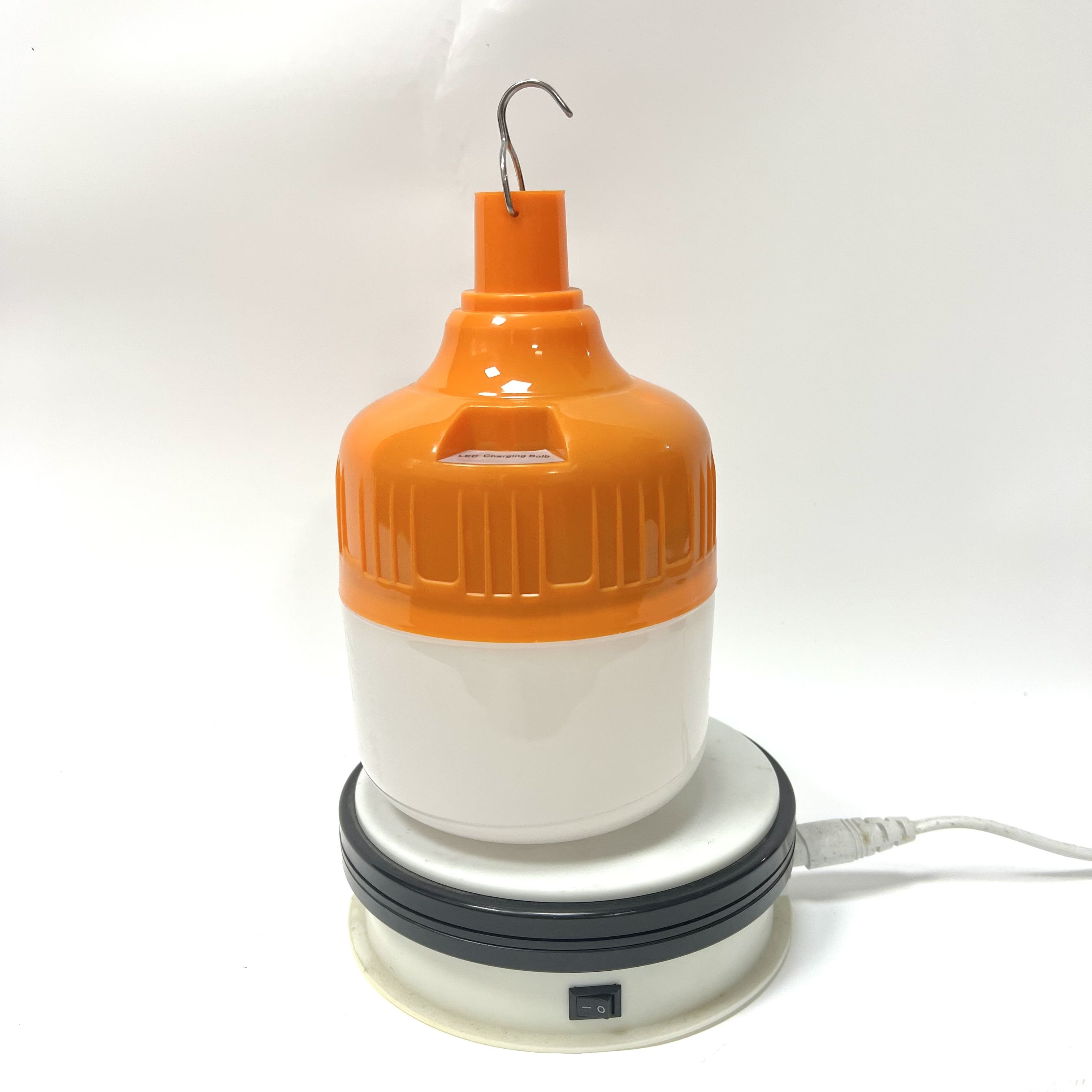 New design 50w solar led bulb in orange color pp housing with USB charging line Push button switch