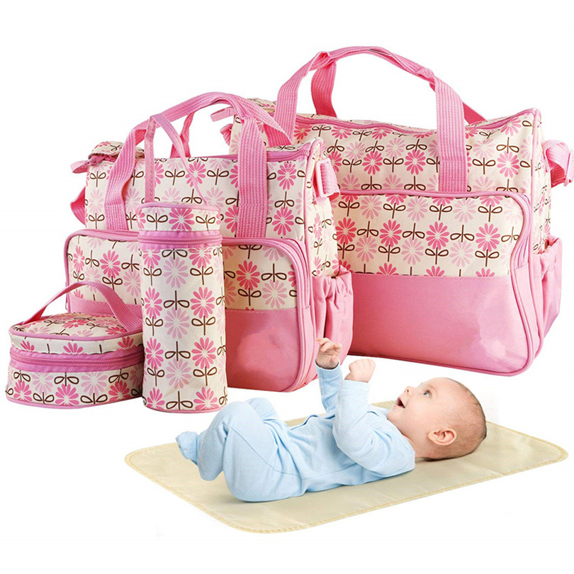 Diaper Bag Tote Set - Baby Bags for Mom (Pink)