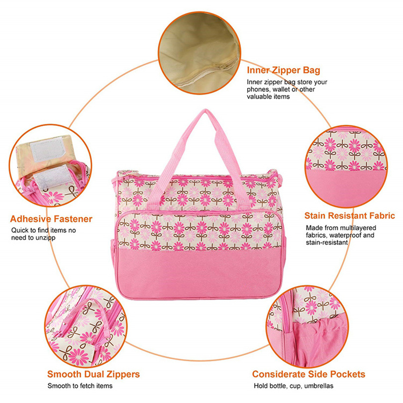 Diaper Bag Tote Set - Baby Bags for Mom (Pink)