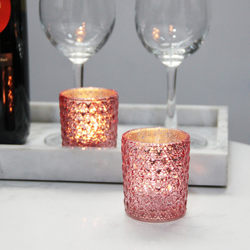 nordic candlestick pink candlestick glass  pressed glass  aromatherapy candlestick