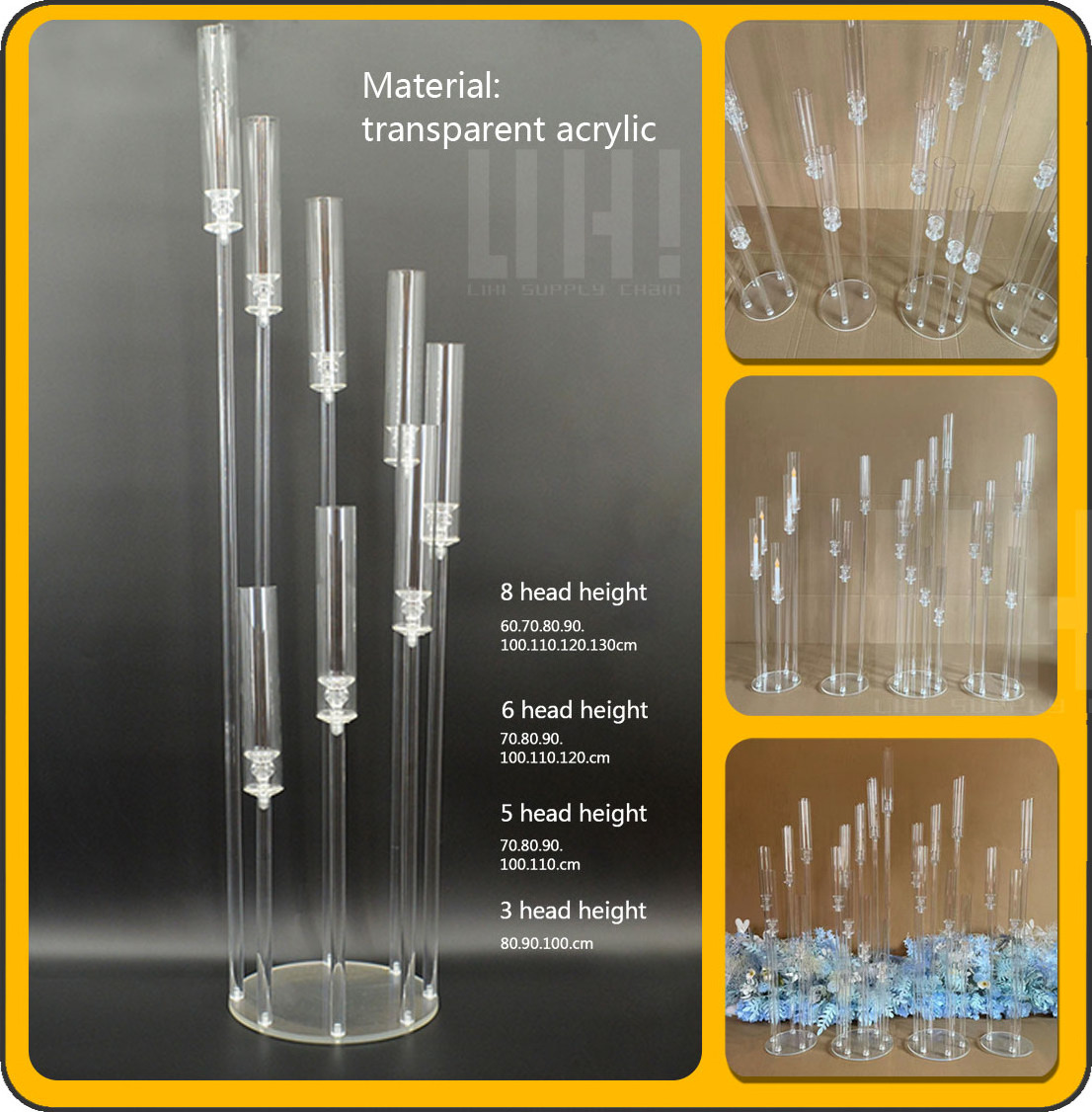 wholesale Wedding candelabra Centerpieces decoration Tall Pillar Acrylic crystal Candelabra centerpiece for wedding table candle