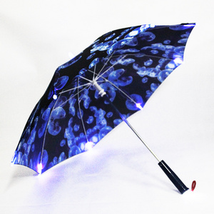 Wholesale fiberglass advertising flashing children handle led light rain umbrella