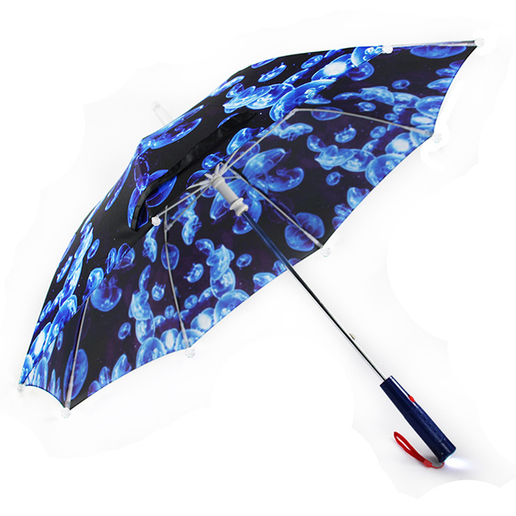 Wholesale fiberglass advertising flashing children handle led light rain umbrella